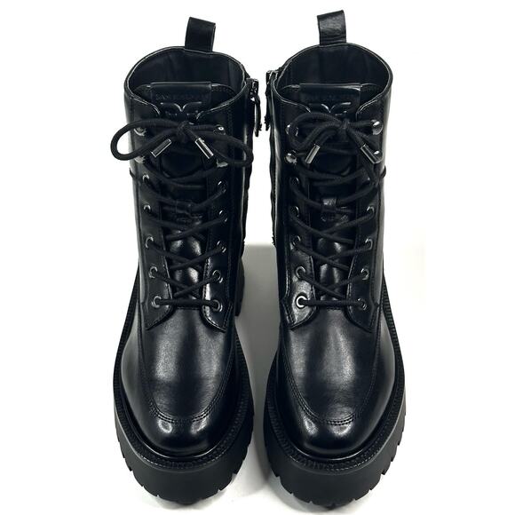 Sam Edelman Elliot Black Leather Platform Combat Boot Lace Up Womens 7M New $180 - Picture 2 of 13